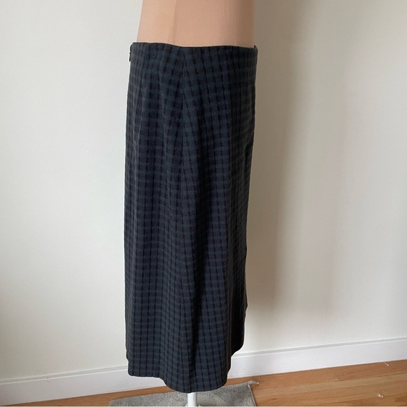 Calvin Klein Collection Wool Blend Green Check Plaid Knee-Length Skirt Size 10 - Picture 7 of 10